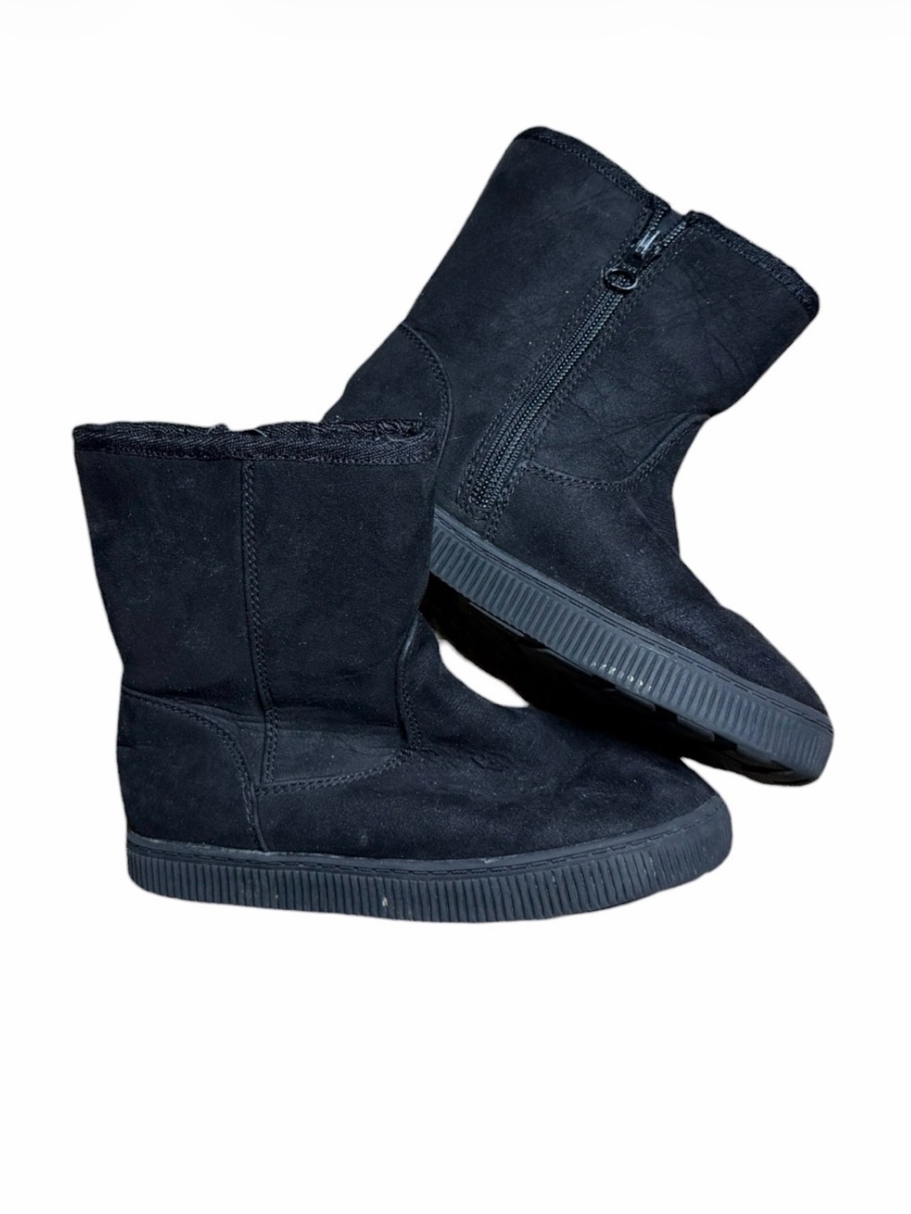 Cat & Jack Black Kids Zip Faux Fur Lined Boots